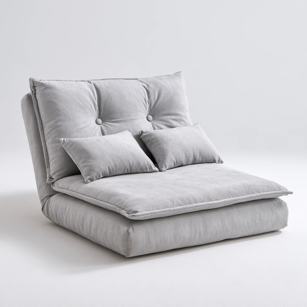 Poltrona relax dalle linee essenziali pieghevole, colore grigio chiaro