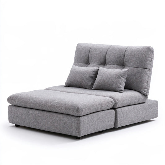Poltrona relax dalle linee essenziali pieghevole, colore grigio chiaro